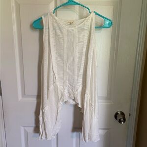 POL Cream Asymmetrical Sleeveless Tank Top